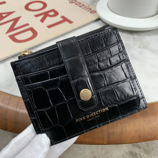 钱包卡包真皮女短款 小众鳄鱼纹牛皮拉链零钱包小巧卡夹 2025新款