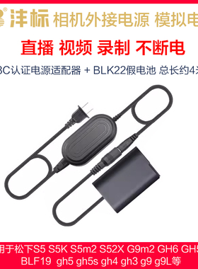 沣标DMW-BLK22适用松下S5假电池gh5 s5k S5m2x gh6 gh5s gh4gh3 gh5m2 S5GK s52微单g9二代blf19外接电源直播