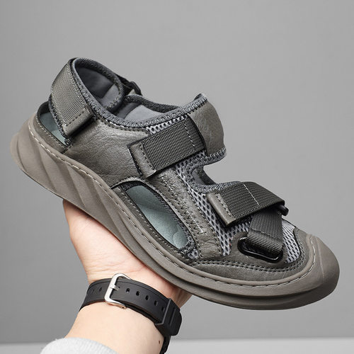 凉鞋男夏季新款户外罗马沙滩鞋包头网布透气男士软底防滑休闲鞋子