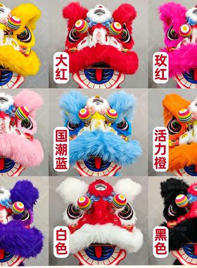 新款泡沫羊毛狮子头醒狮舞狮道具儿童学生双人单人套装狮表演服装