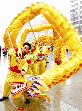舞龙道具牛津布9节烫金龙舞龙灯