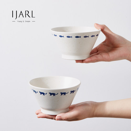 陶瓷动物学院哑光芝麻釉面斗笠碗