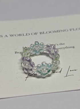 静的手作小店珠光独角兽米珠戒指成品