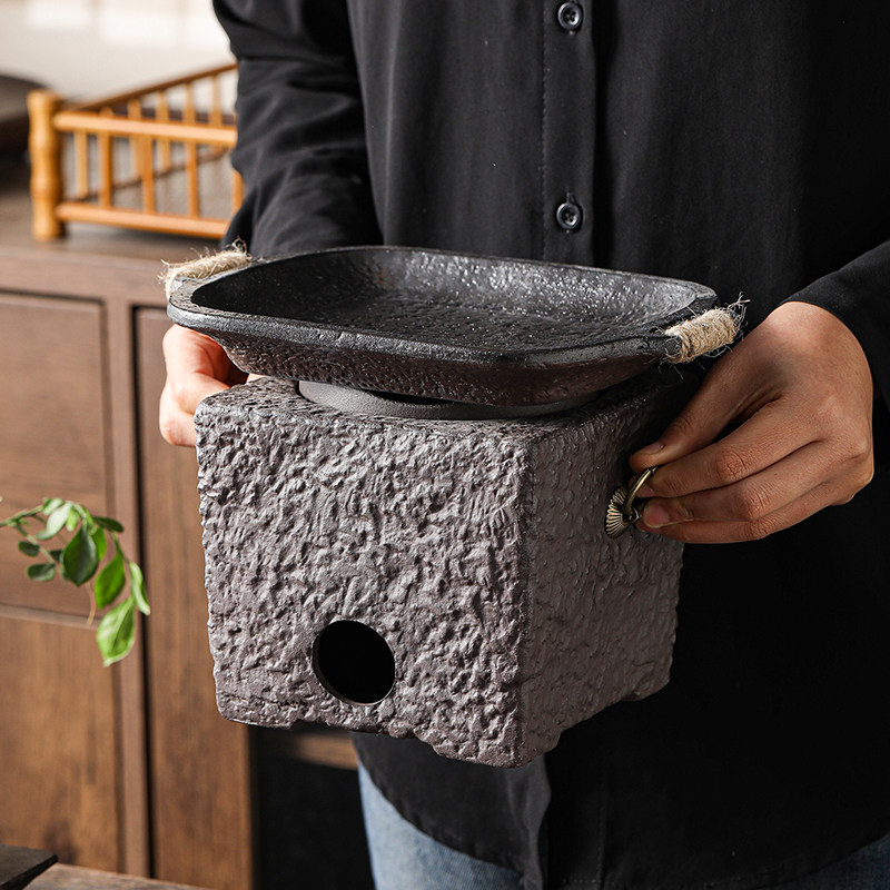 家用烤肉烤盘庭院户外煎烤盘双耳陶瓷盘煎牛排特色餐盘电陶炉托盘,厨房/烹饪用具,烧烤盘,淘宝优惠券,粉丝福利购,淘宝优惠卷