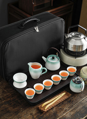户外煮茶炉便携式旅行茶具套装带烧水功夫车载露营泡茶器茶盘整套