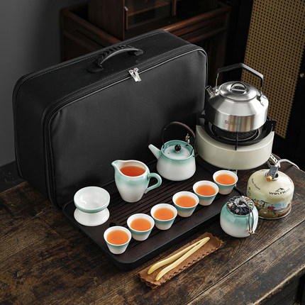 户外煮茶炉便携式旅行茶具套装带烧水功夫车载露营泡茶器茶盘整套