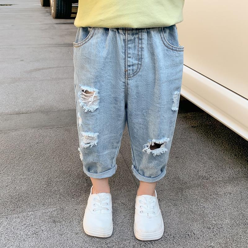 儿童夏装男童破洞裤子女宝宝牛仔儿童牛仔裤