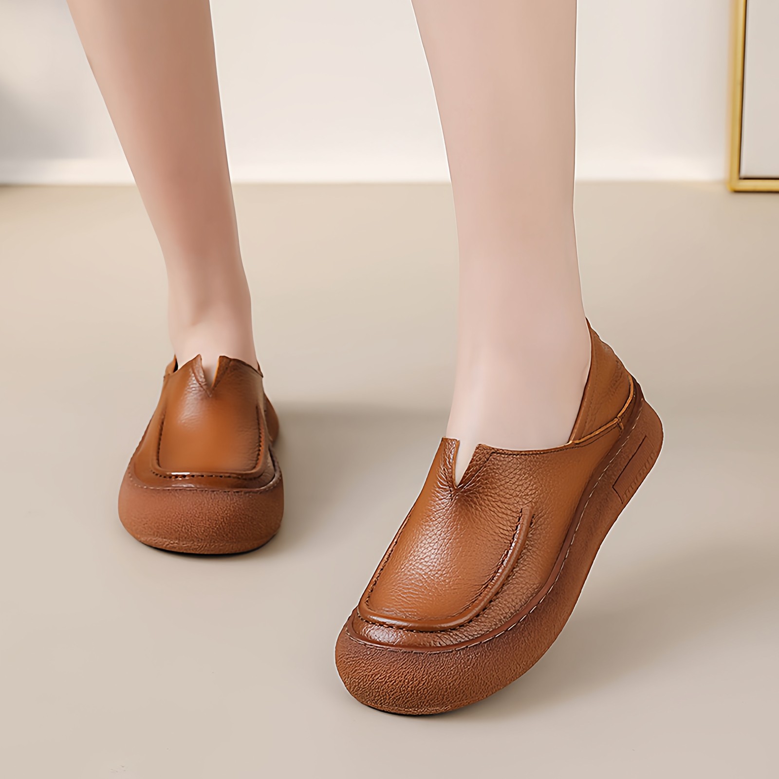 头层牛皮真皮女单鞋平底软底软皮舒适百搭休闲鞋春秋中老年妈妈鞋,女鞋,深口单鞋,淘宝优惠券,粉丝福利购,淘宝优惠卷