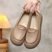 平底中老年真皮软面妈妈鞋 套脚女皮鞋 奶奶鞋 软底舒适女鞋 单鞋 爆款