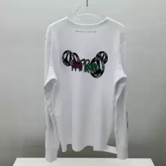 Trendy Brand 2026 New Style Sanskrit Letter Print Cartoon Graffiti Flame Waffle Pattern Unisex Casual Long-Sleeve T-Shirt