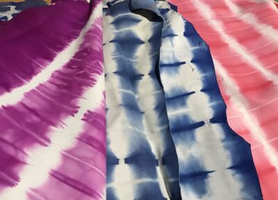 手工扎染头层羊皮厚约0.4mm 平均3-4平方英尺彩色民族风随机发货