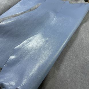 TB元 1.0mm平均5尺 水晶雾霾蓝真皮植鞣羊皮 张中挺 板羊皮