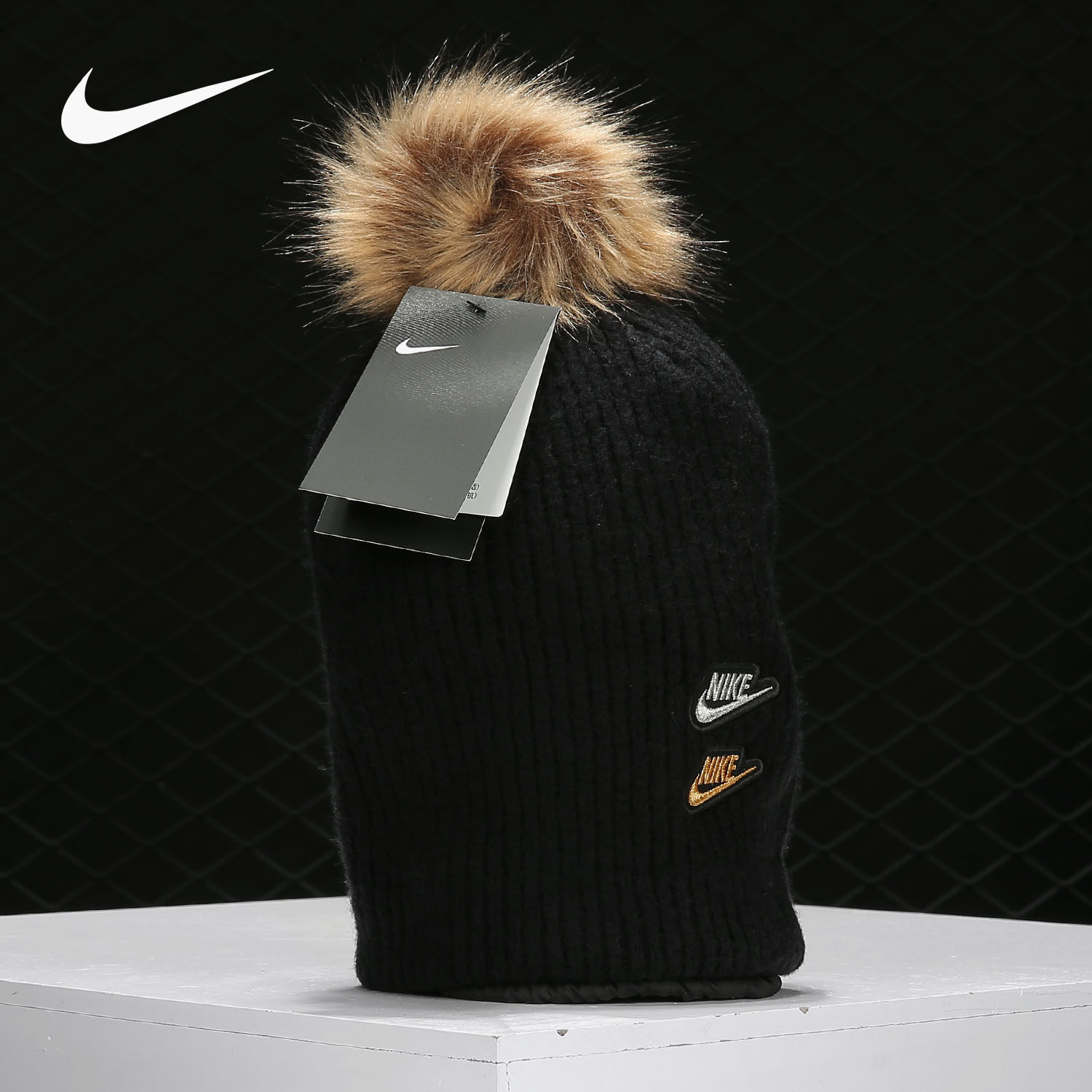 Nike/耐克正品 冬季针织保暖女帽 运动滑雪毛线帽子 CK2388-010