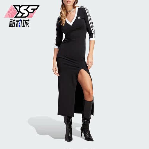 Adidas/阿迪达斯正品三叶草女子时尚侧开叉运动连衣裙IK0439