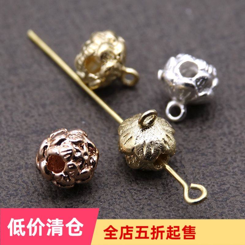 diy手工制作材料古风步摇发簪项链配件保色铜铸件莲花仿三通吊坠