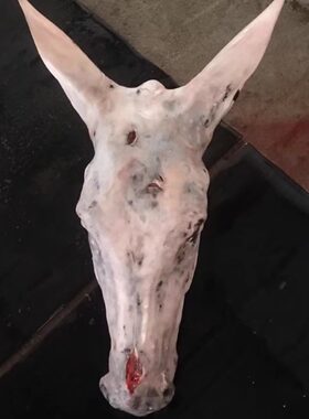 正宗带皮纯驴头新鲜带耳朵真驴头现杀去毛整只驴肉全驴宴饭店食材