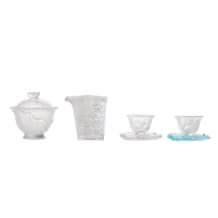 心缘堂琉璃【一卷清荷茶杯套装】主人杯品茗杯盖碗茶具套装礼品