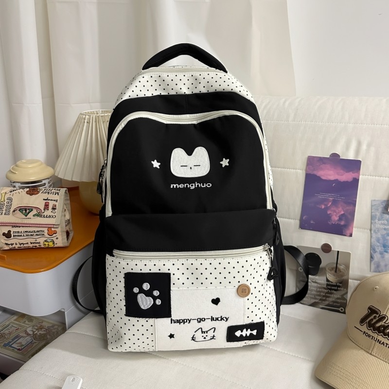 高颜值书包初中女生可爱小猫日系ins小众大容量双肩包高中生背包,箱包皮具/热销女包/男包,双肩背包,淘宝优惠券,粉丝福利购,淘宝优惠卷