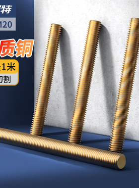 铜丝杆黄铜牙条铜全牙螺柱牙棒螺杆丝杆M2.5M3M4M5M6M10M12M14M16