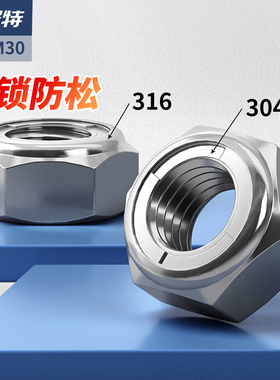 金属锁紧螺母304不锈钢自锁防松螺丝帽大全M3M4M5M6M10M12M14M20