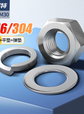 316/304不锈钢螺母201六角螺帽8级螺丝帽垫片圆形弹垫大全M2-M30