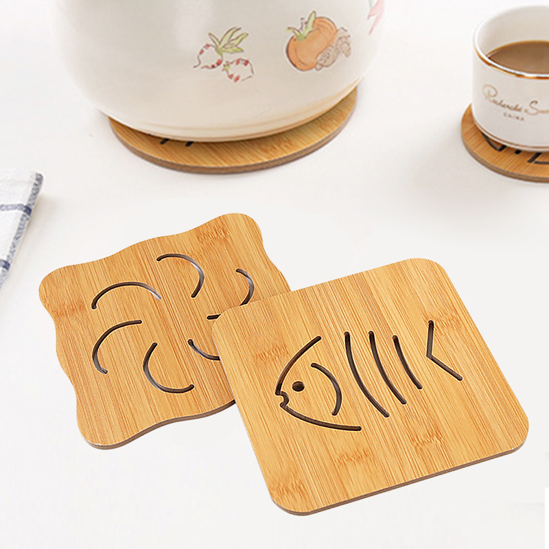 4片装隔热垫餐桌垫竹垫碗垫子砂锅垫耐热杯垫菜垫家用防烫垫镂空