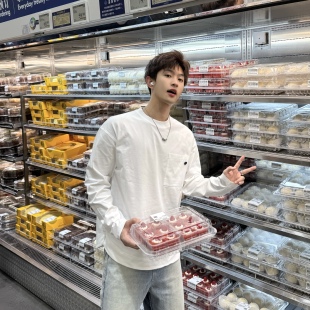 重磅打底衫 新款 t恤男2026春季 飞型记简约口袋设计感白色圆领长袖