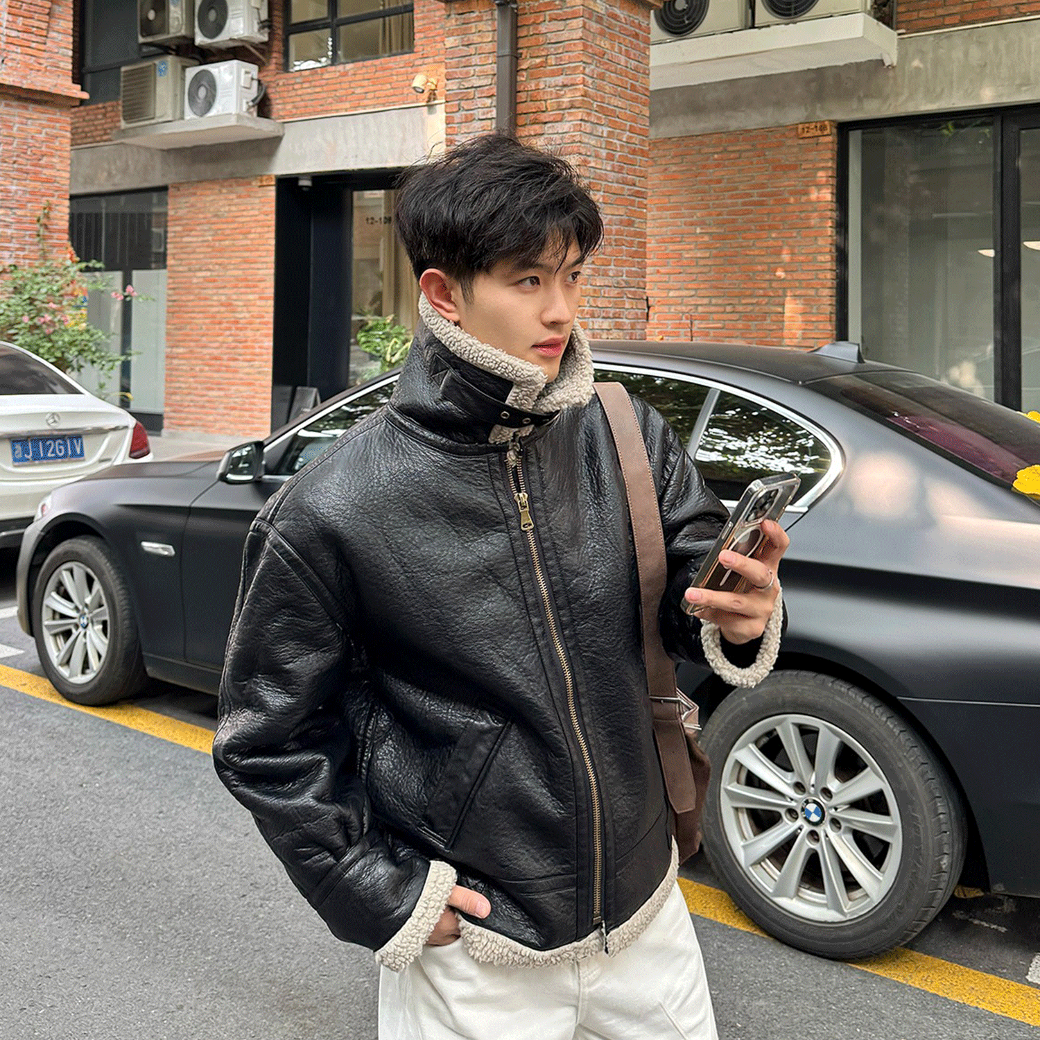 飞型记皮毛一体羊羔毛皮衣男加厚保暖机车夹克加厚黑色翻领外套,男装,皮衣,淘宝优惠券,粉丝福利购,淘宝优惠卷