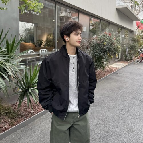 飞型记美式飞行员夹克外套男工装风假两件cleanfit宽松短款棒球服