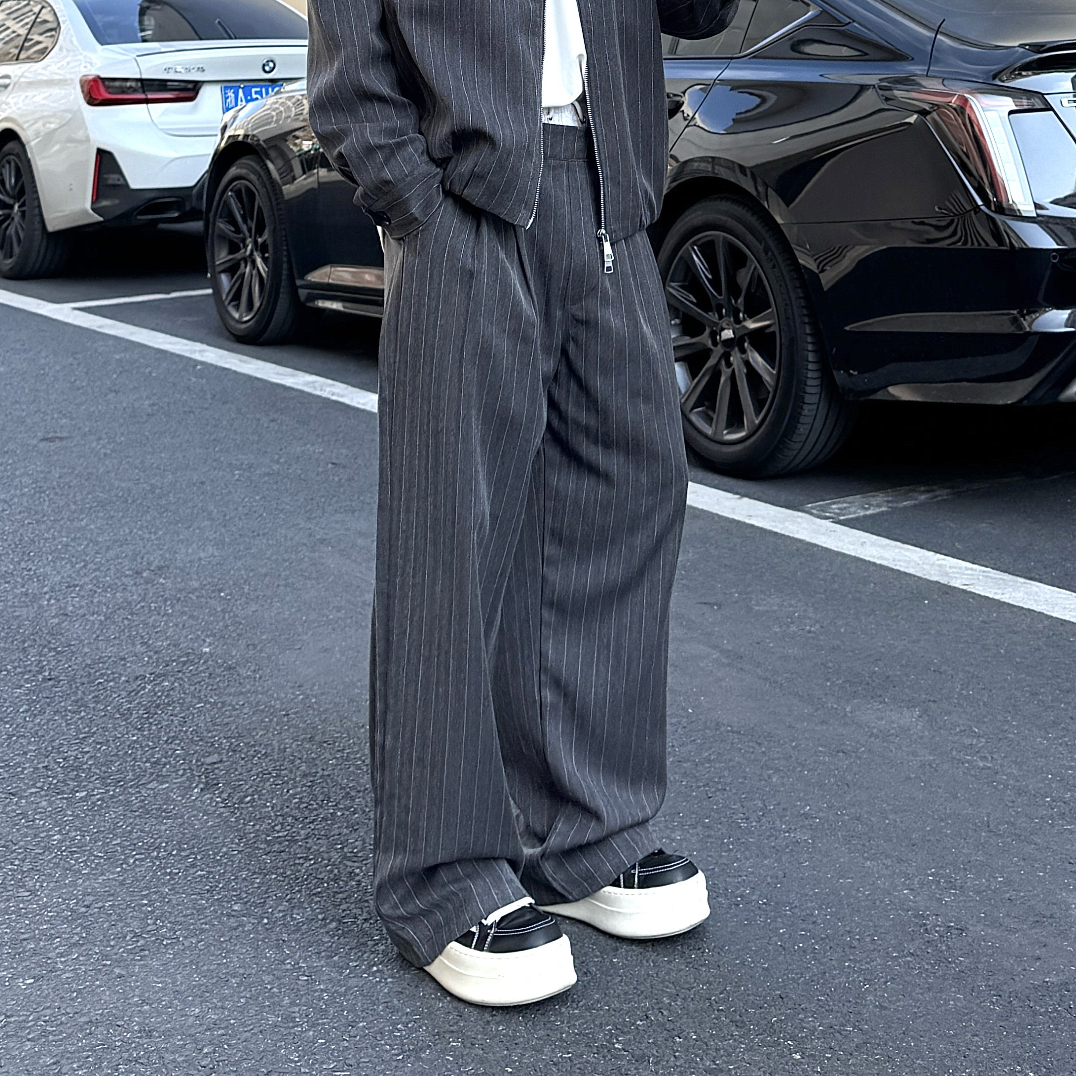 飞型记cleanfit老钱风西裤男小众条纹设计感裤子垂感阔腿休闲裤子,男装,休闲裤,淘宝优惠券,粉丝福利购,淘宝优惠卷