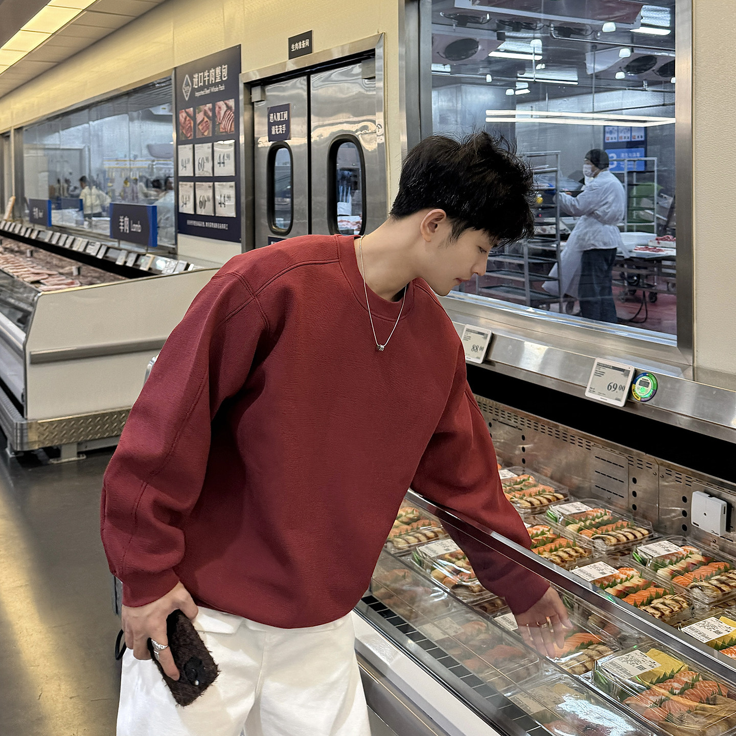 飞型记420g本命年红色纯色圆领加绒卫衣男秋冬季宽松百搭针织衫,男装,卫衣,淘宝优惠券,粉丝福利购,淘宝优惠卷