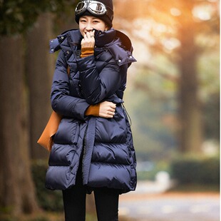 2024新款时尚精品羽绒服女后背收腰 连帽羽绒服女中长款冬季