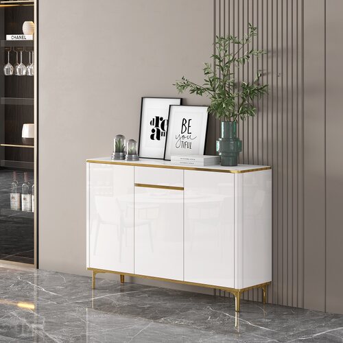 双面岩板台面烤漆轻奢鞋柜