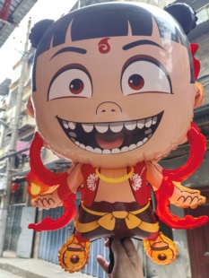 新款网红爆款哪吒风火轮造型卡通气球哪吒一把火气球儿童夜市气球