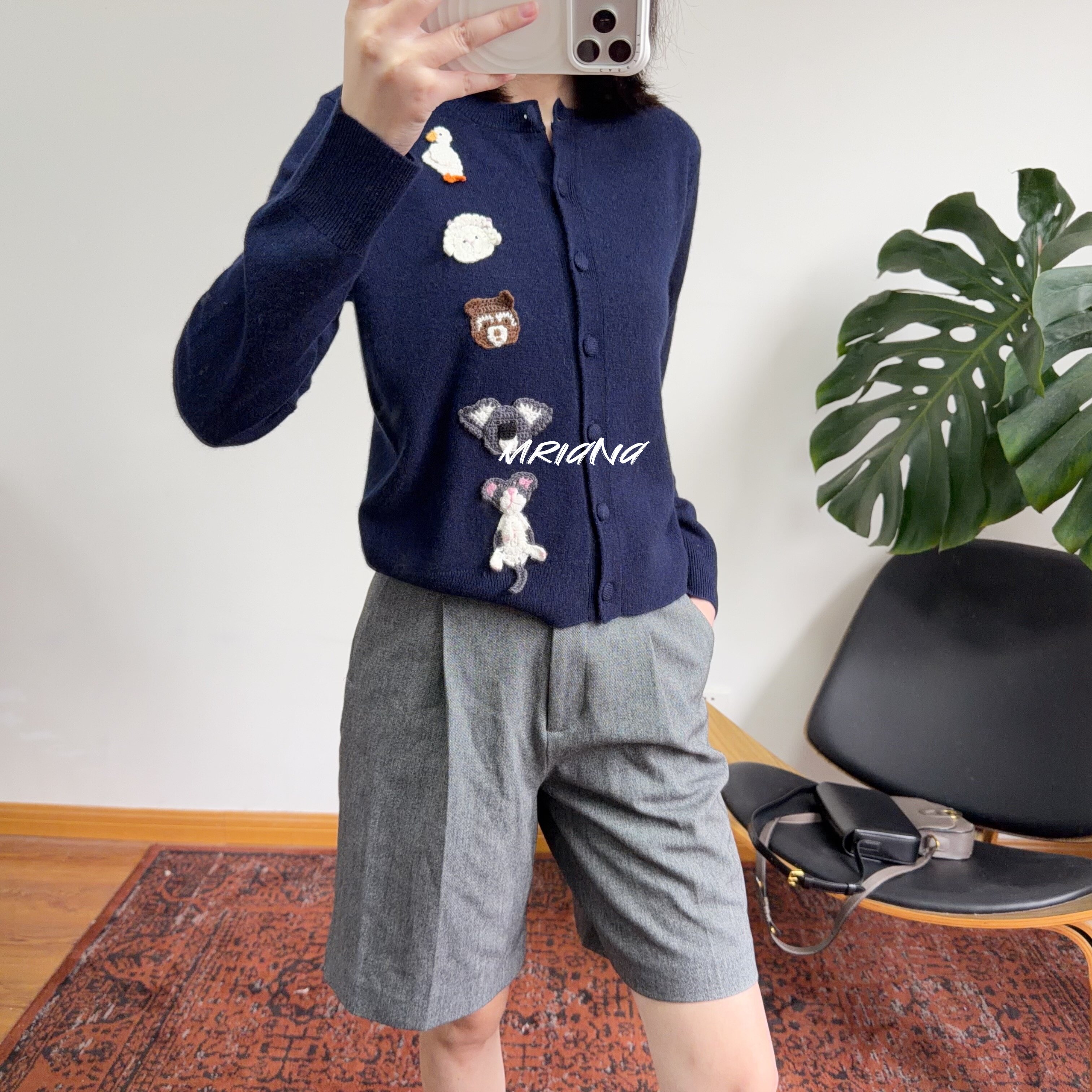 明星同款！ 超舒适羊毛羊绒立体勾花动物开衫