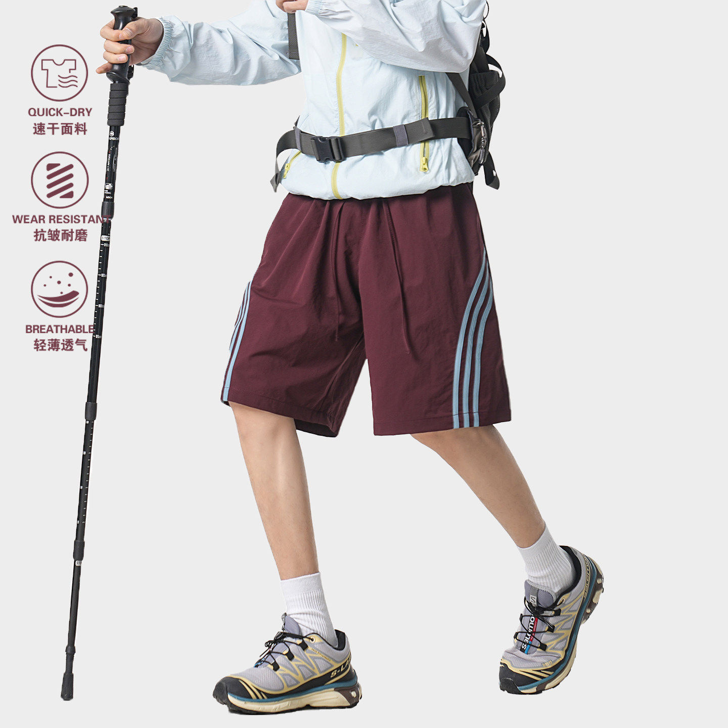 山系户外轻薄凉感速干冲锋短裤男女款潮牌夏季登山徒步机能工装裤