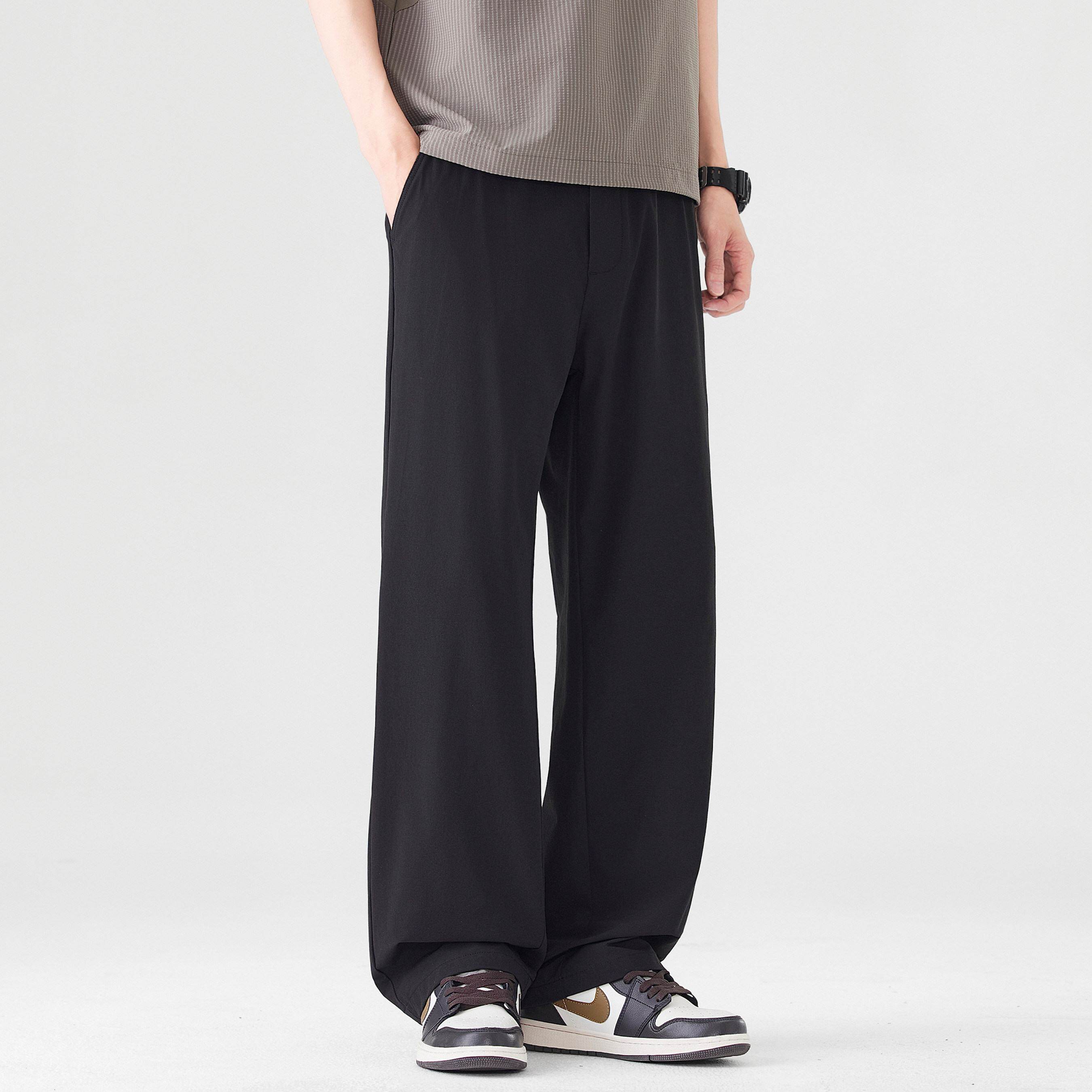 140g轻薄款弹力速干休闲裤男夏季冰丝宽松直筒垂感长裤子