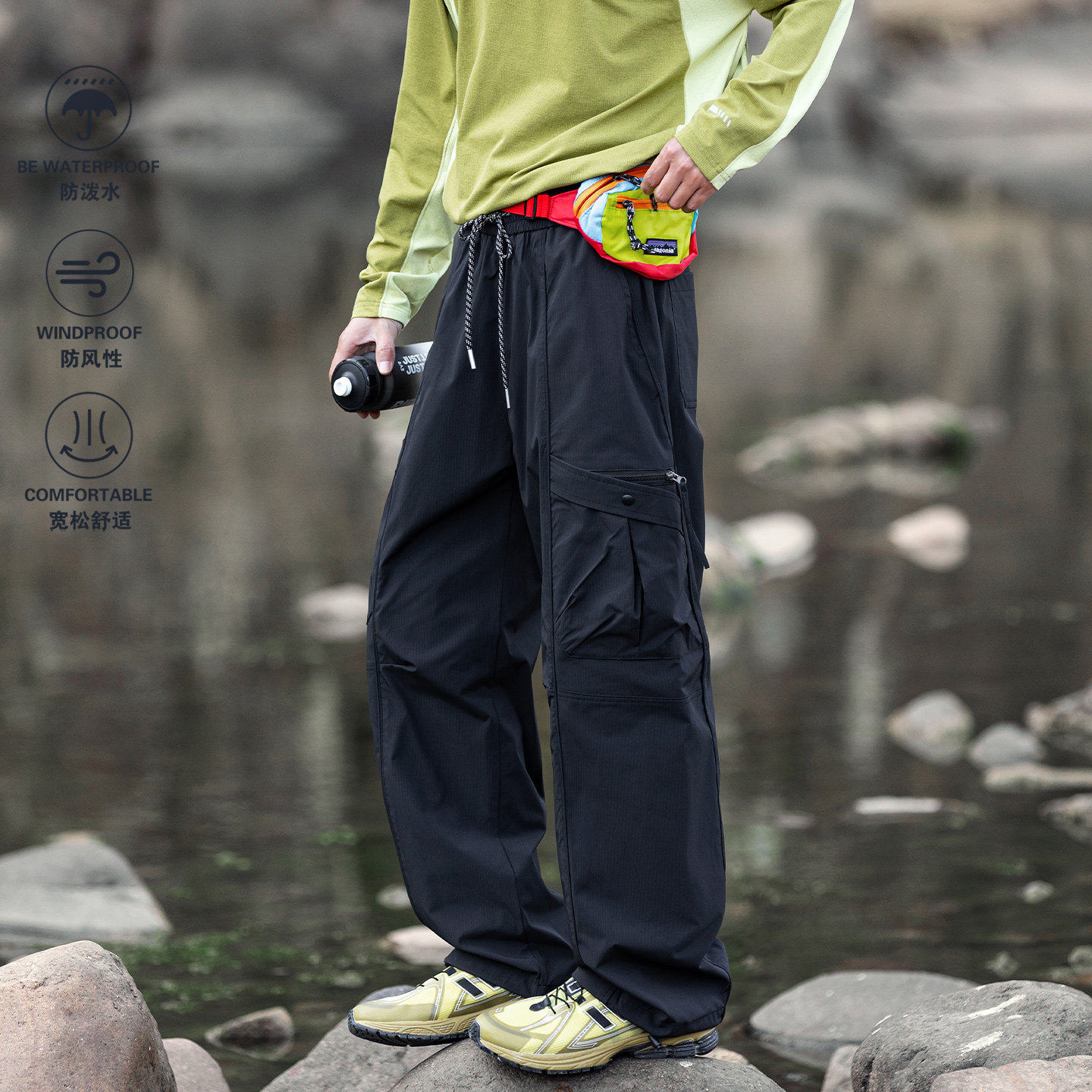 山系户外三防泼水直筒登山冲锋裤男女春季运动耐磨露营休闲工作服