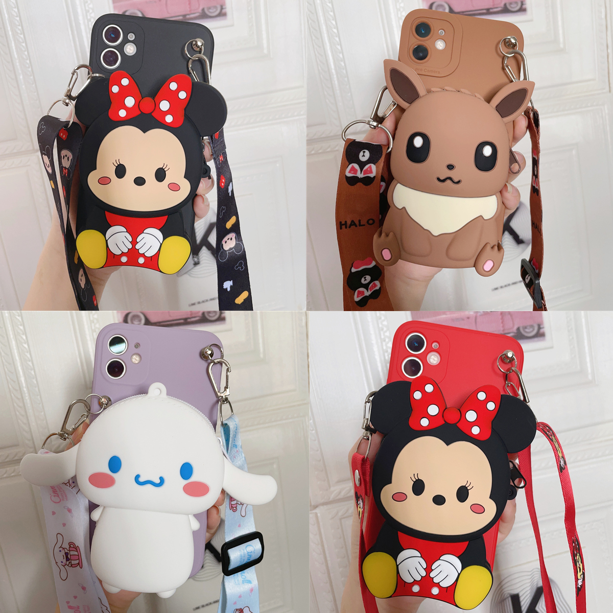 opporeno7零钱包手机壳卡通reno7pro保护套reno7se带绳子硅胶软壳