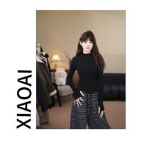 XIAOAI 磨毛加绒 2025秋冬新款显瘦半高领百搭厚款长袖T恤女F201
