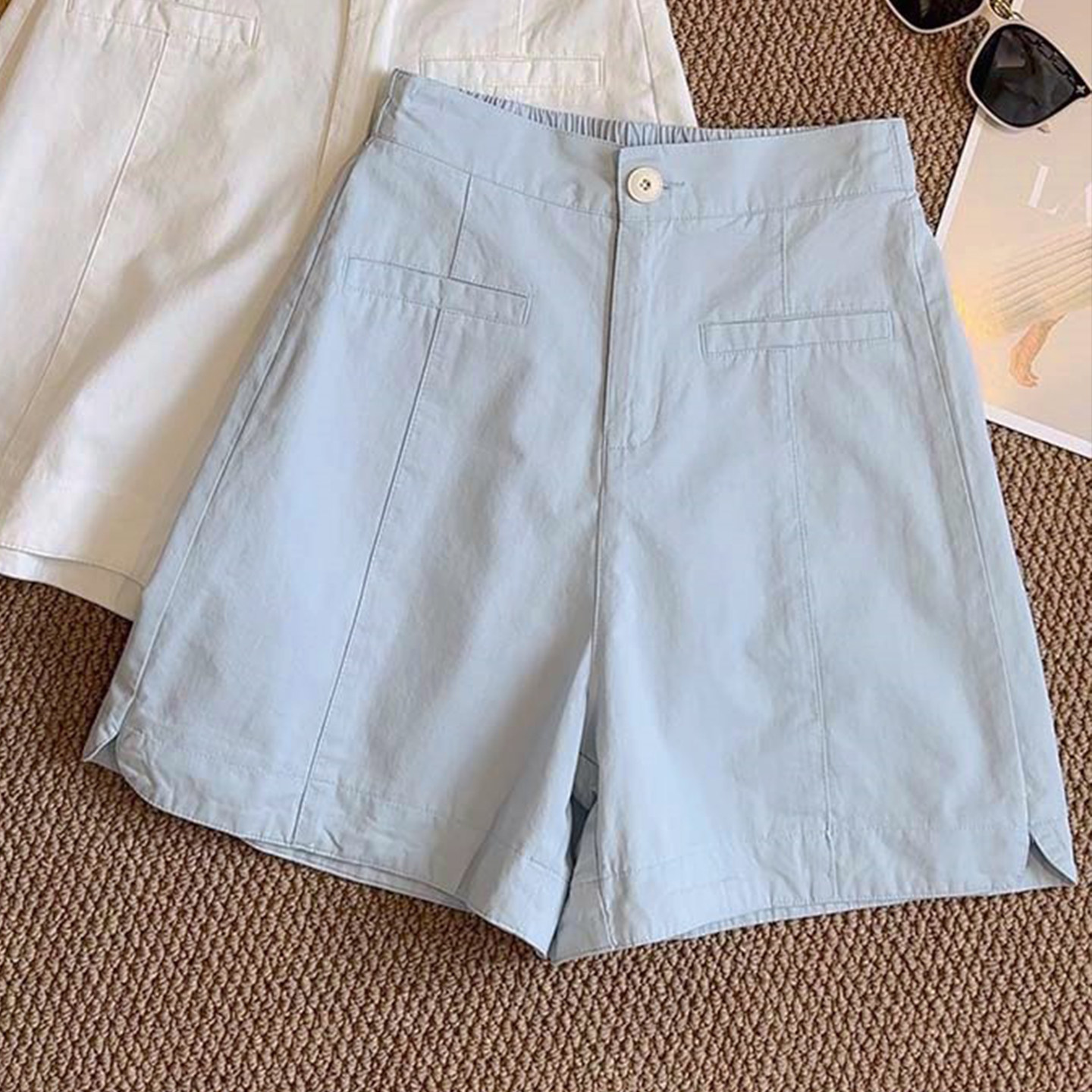 水洗全棉五分短裤女夏外