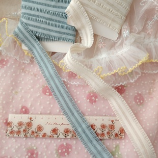 T10尾货温和色系雾霭蓝浅奶油弹力双边花边2.4衣裙偏软装饰辅料
