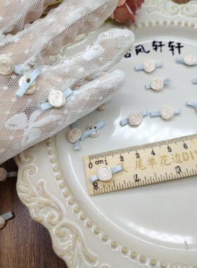 现货 尾货 外单多款手工小玫瑰花辅料花仔丝带纱系绿叶 无叶