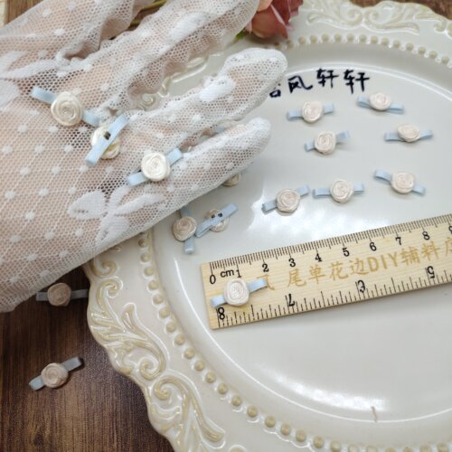现货 尾货 外单多款手工小玫瑰花辅料花仔丝带纱系绿叶 无叶