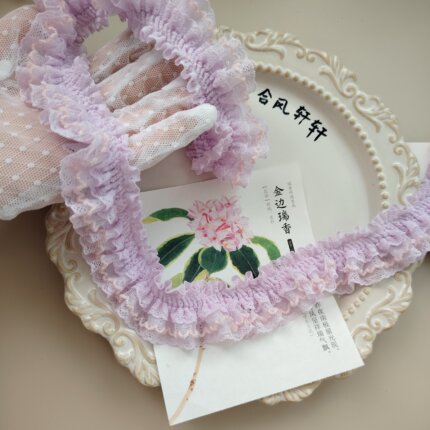 3层梦幻治愈系～狗牙蕾丝缩折花边DIY娃衣L裙发饰卡砖吧唧辅料3.5