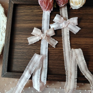 大色差 少见高货精致薄透亮感双边弹力木耳花边粉色奶茶DIY辅料