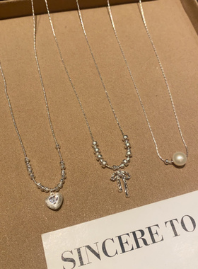 法式蝴蝶结珍珠项链2025新款夏日