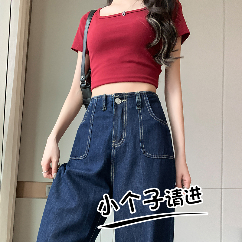 高腰八分薄款夏季复古阔腿裤