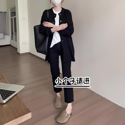 直筒牛仔裤2024年新款女小个子145cm秋冬加绒高腰显瘦七分烟管裤8