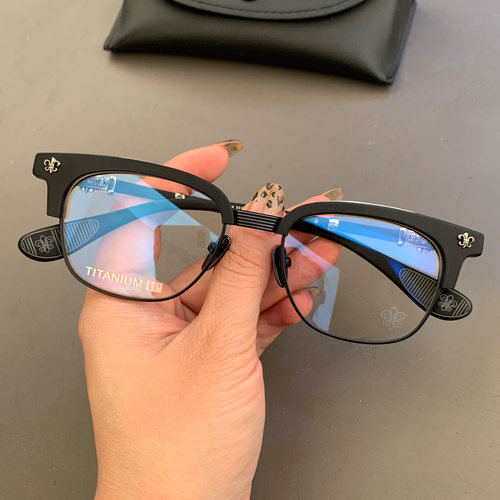 新品眉毛架眼镜框架关晓彤同款纯钛银饰超轻近视平光个性男女同款 - 封面